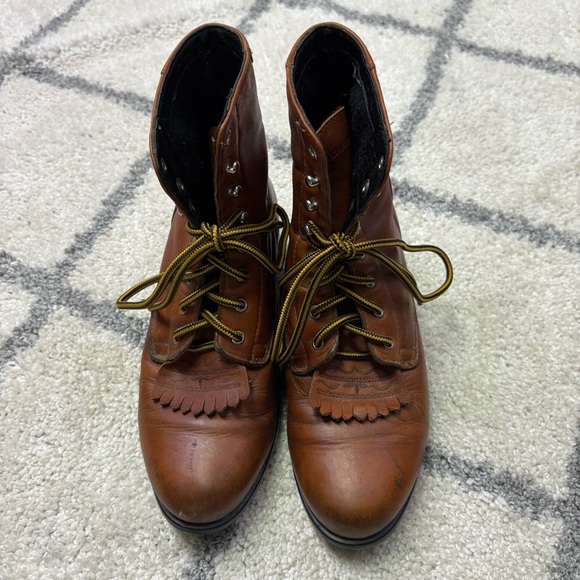 Ariat Wom. 5.5 Lace Up Roper Boots Cowboy Western Leather Kiltie Rodeo Stampede - Picture 2 of 11